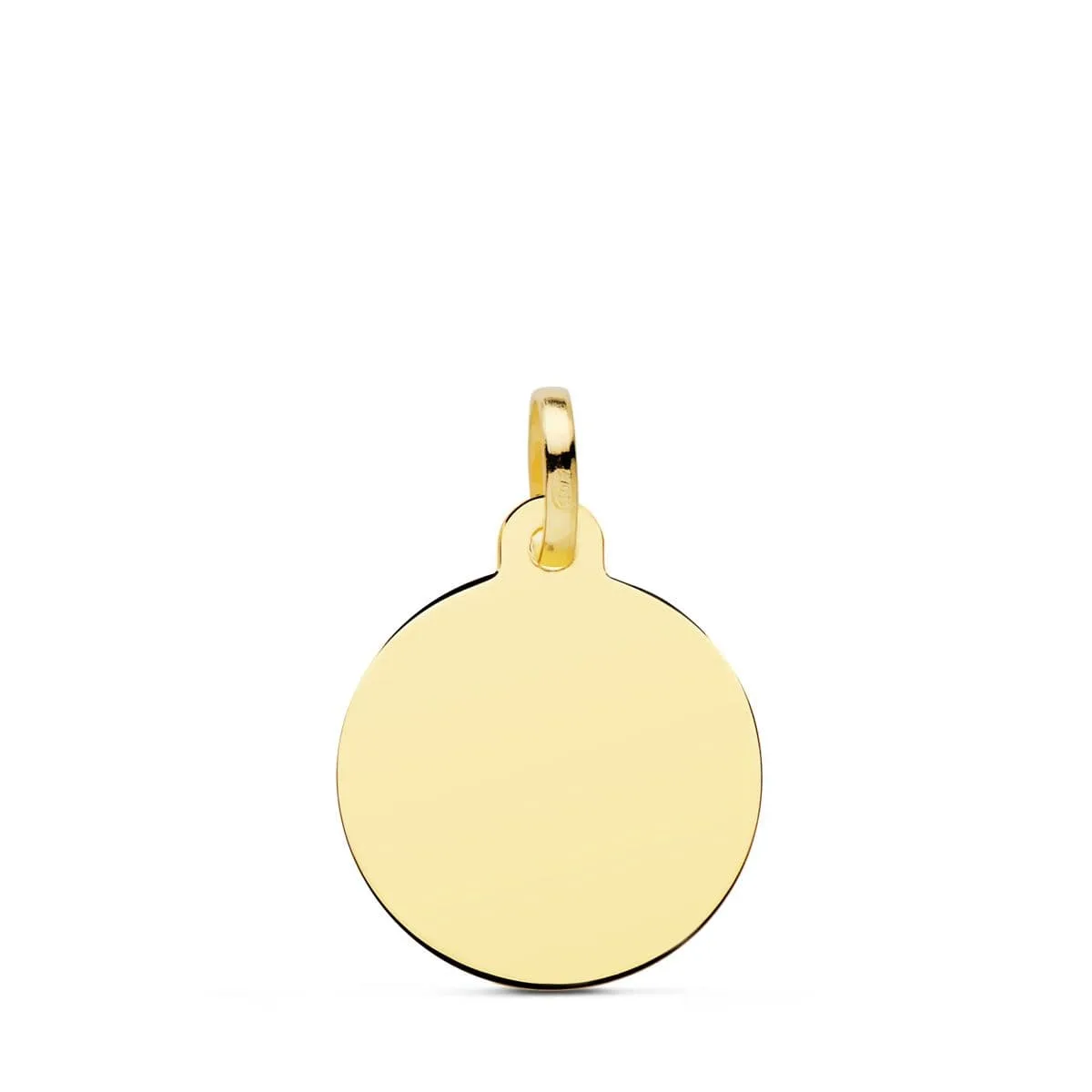 18K PLACA CHAPA DISCO ORO AMARILLO LISO EN BRILLO 16 MM