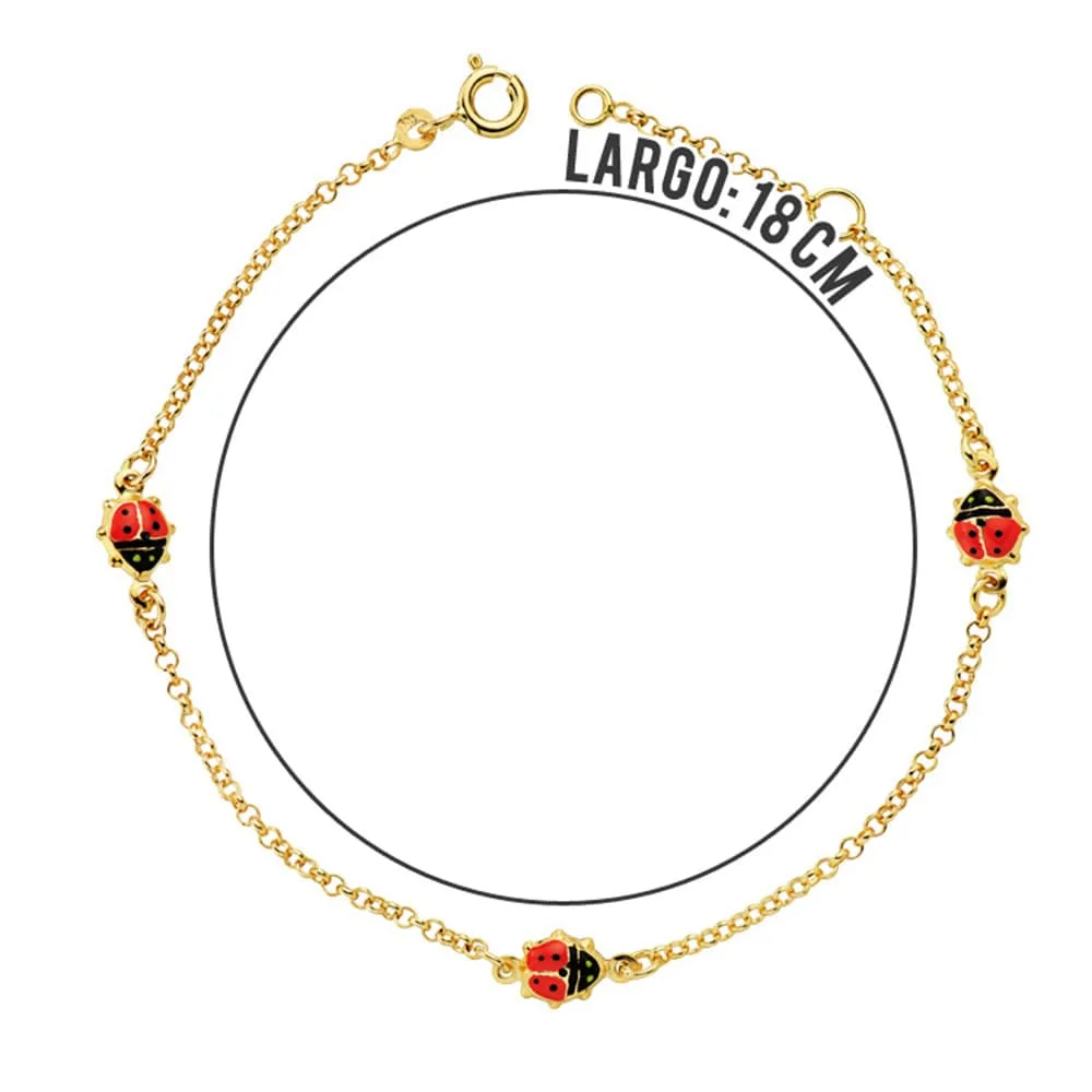 18K PULSERA ORO AMARILLO MARIQUITAS ESMALTE 17.50CM — vista 2