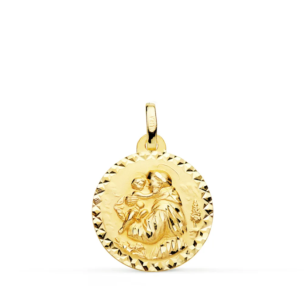 18K MEDALLA ORO AMARILLO SAN ANTONIO TALLA CRUZADA 18 MM