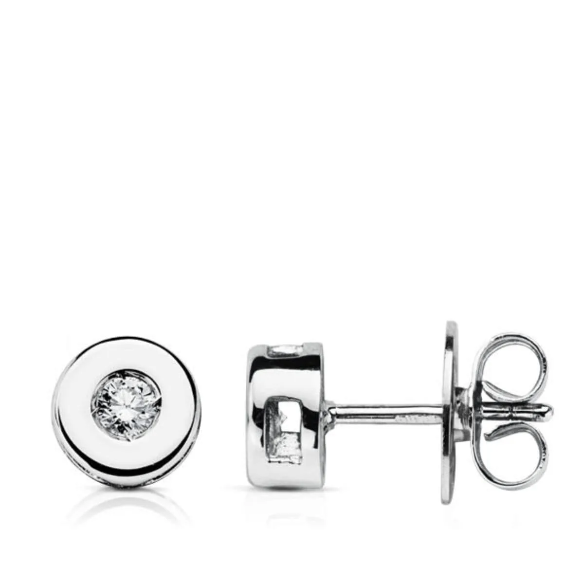 9K PENDIENTES ORO BLANCO CHATON DIAMANTE 2.50/H-SI 0.CIERRE PRESION