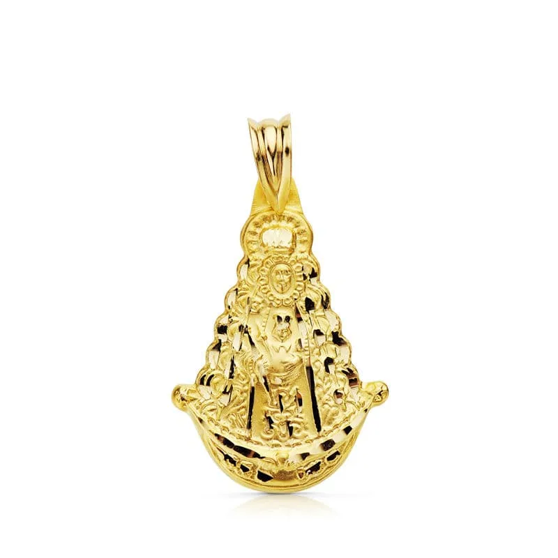 18K MEDALLA ORO AMARILLO VIRGEN DEL ROCIO SILUETA 25X20 MM