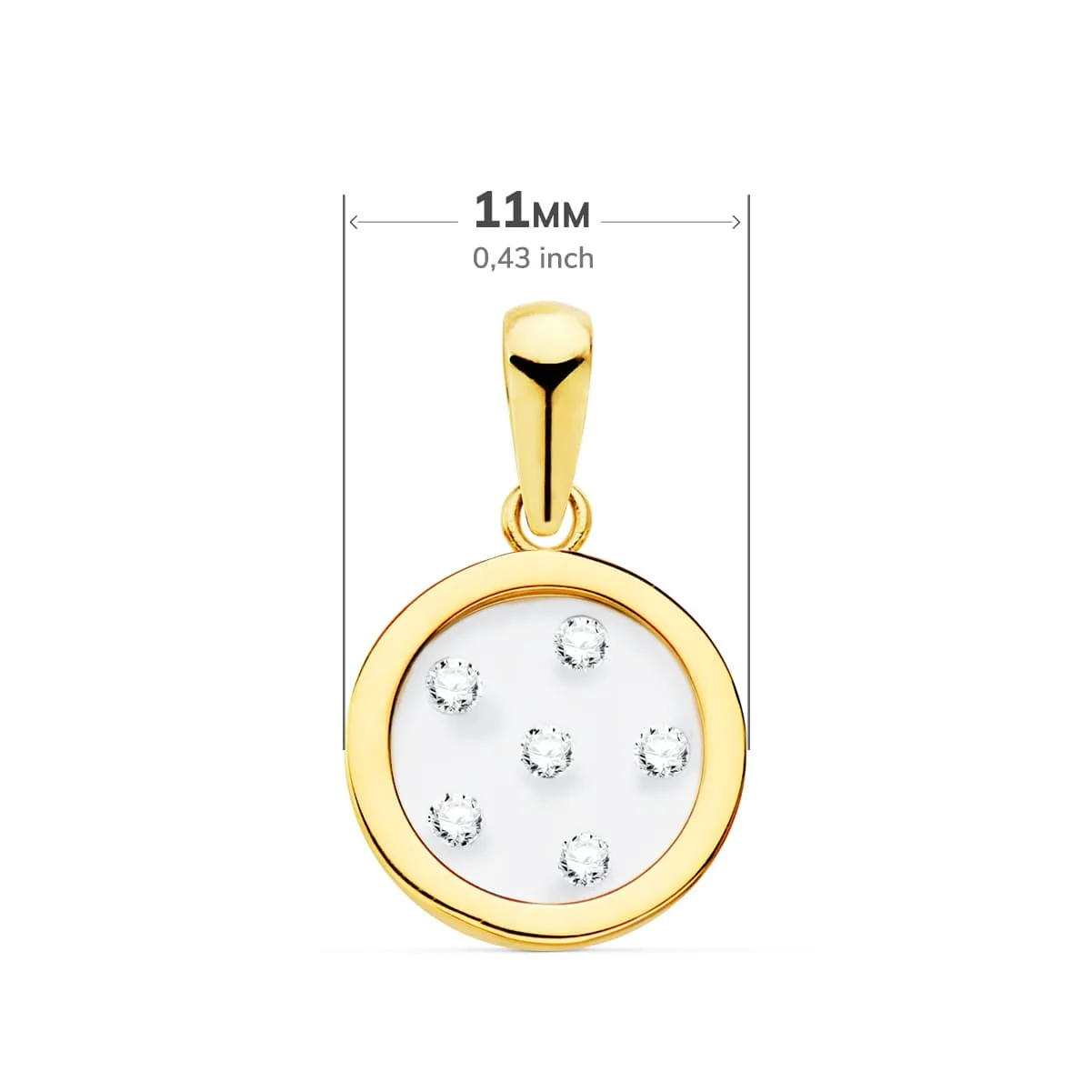 18K COLGANTE ORO AMARILLO REDONDO AIRSHINE TRANSPARENTE CON CIRCONITA 11 MM — vista 2
