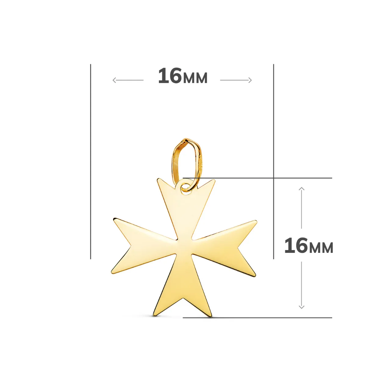 18K COLGANTE ORO AMARILLO CRUZ DE MALTA EN BRILLO. MEDIDA: 16 X 16 MM — vista 2