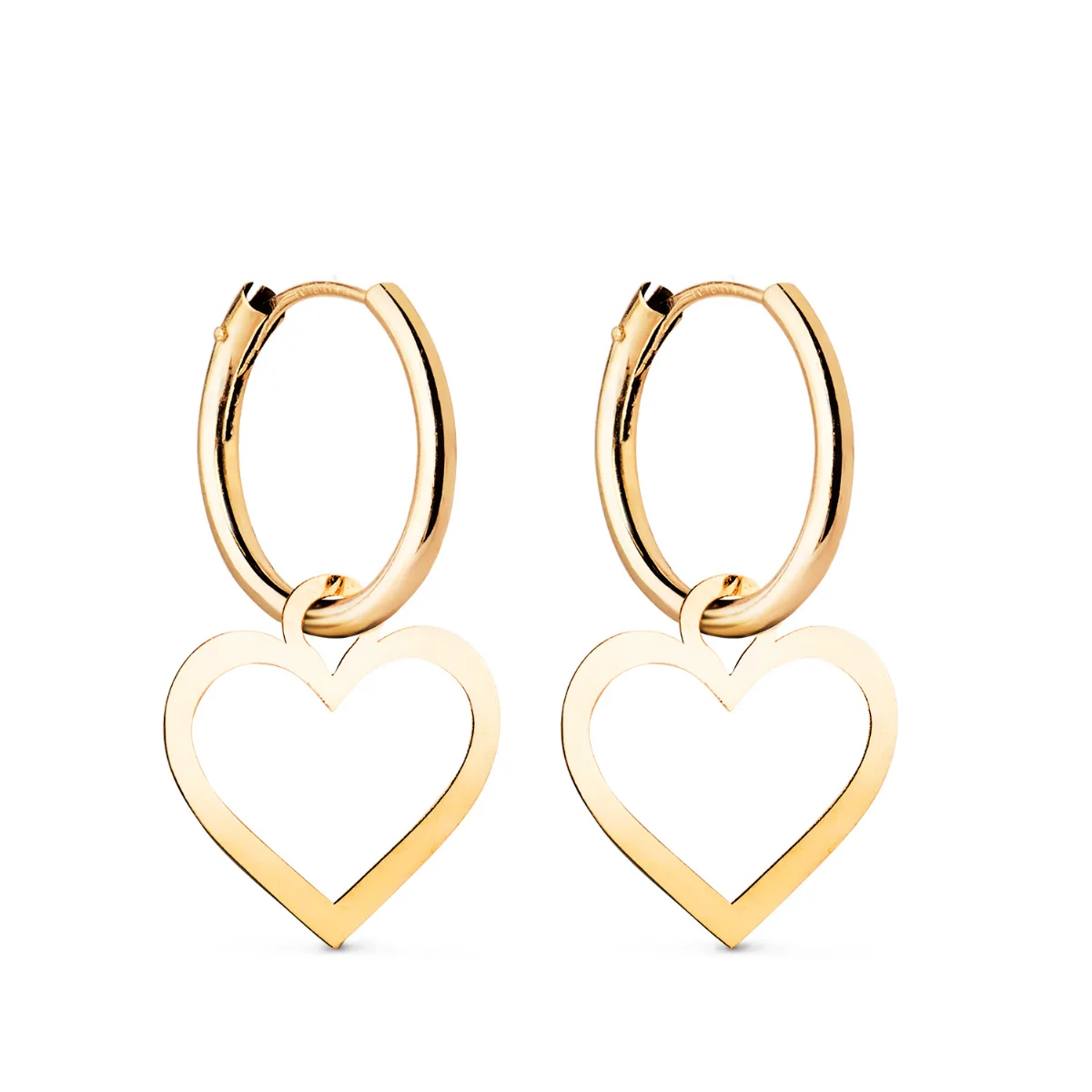 18K AROS ORO AMARILLO TUBO CON CORAZON 9X9 MM. AROS: 12 X 1,5 MM C. AMOR