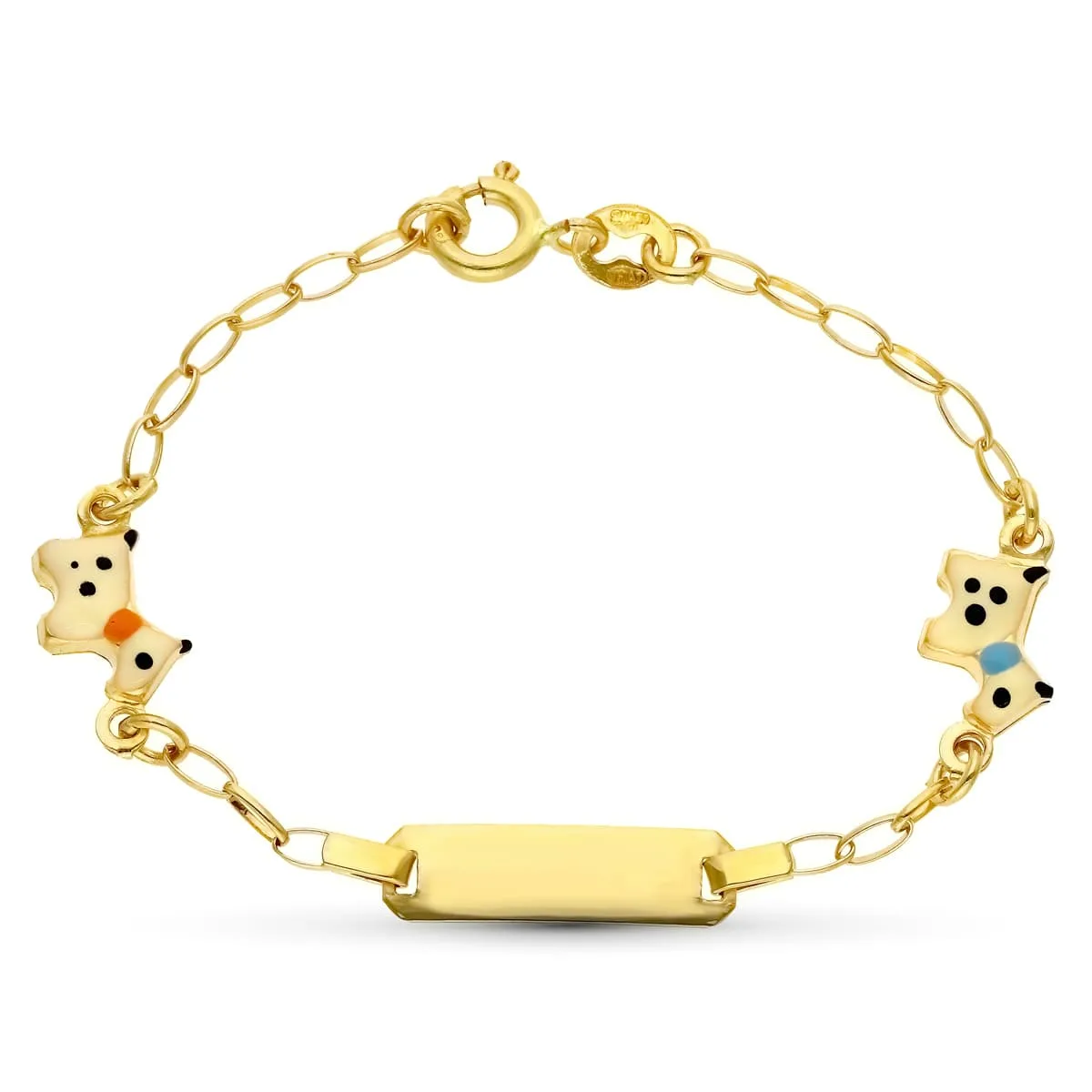 18K ESCLAVA ORO AMARILLO PERRITOS. 13.5 CM