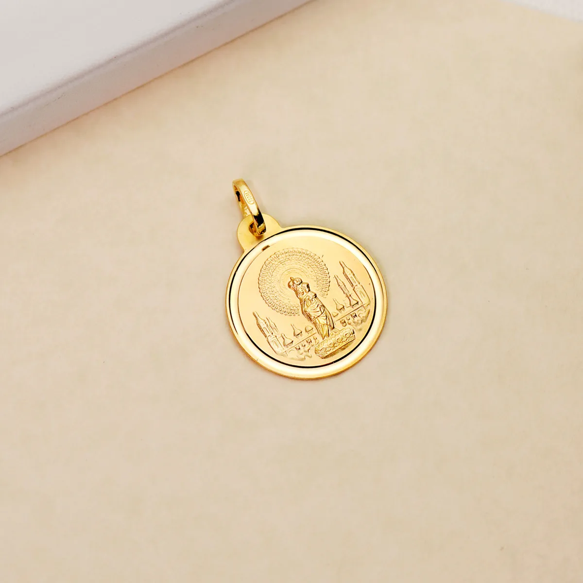 18K MEDALLA ORO AMARILLO VIRGEN DEL PILAR BISEL 20 MM — vista 2