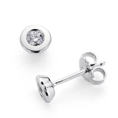 18K PENDIENTES ORO BLANCO DIAMANTES NATURALES SI-H TALLA BRILLANTE 0,200 QTS. MEDIDA: 5MM CIERRE PRESION