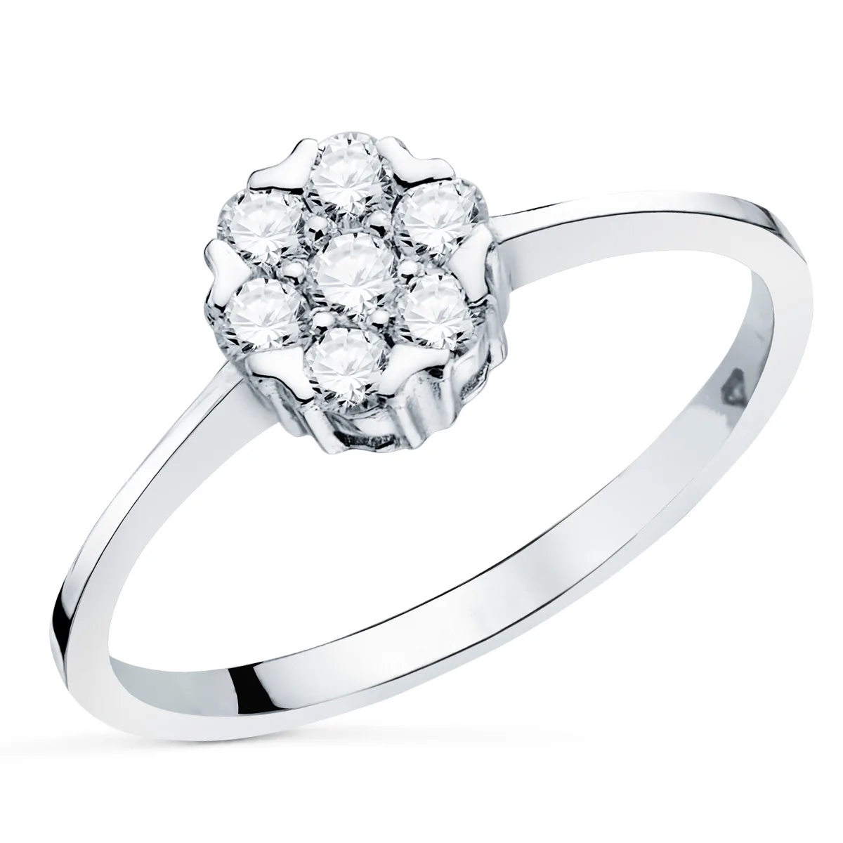 18K SORTIJA ORO BLANCO CON DIAMANTES CUAJO 7X7 MM 0.301 QTS.