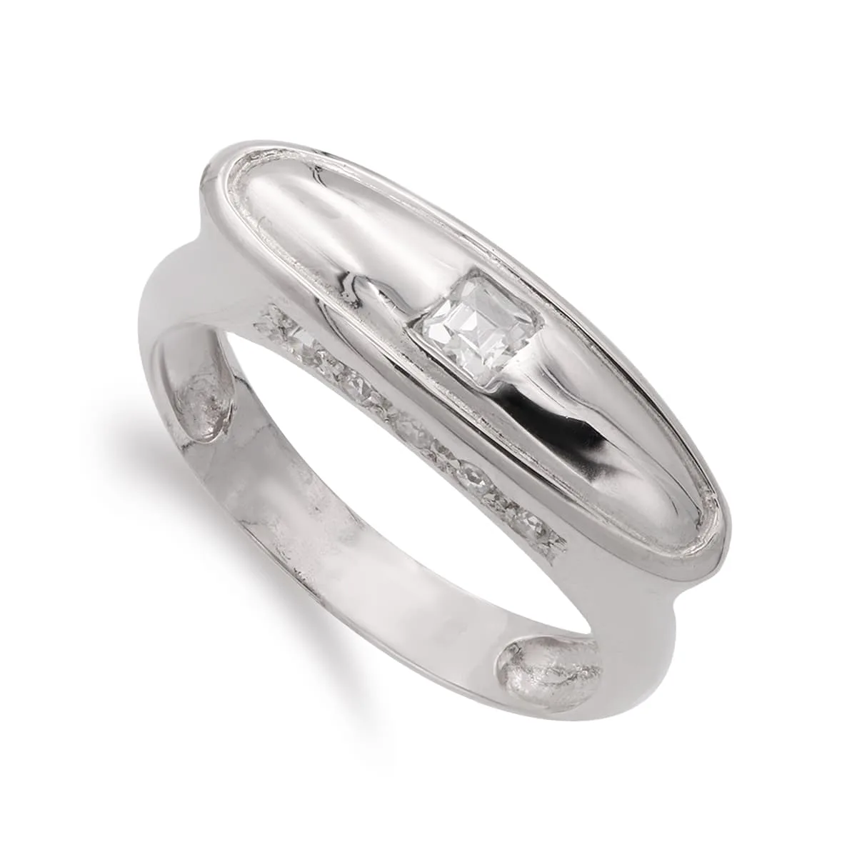 18K SORTIJA ORO BLANCO CON CIRCONITAS. ANCHO: 7 MM