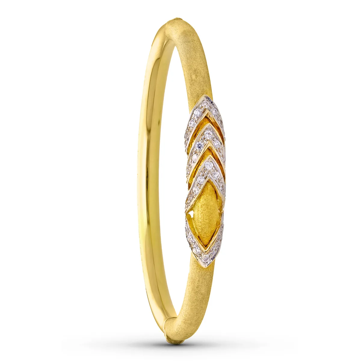 18K PULSERA MEDIA CAÑA ORO BICOLOR CON CIRCONITAS
