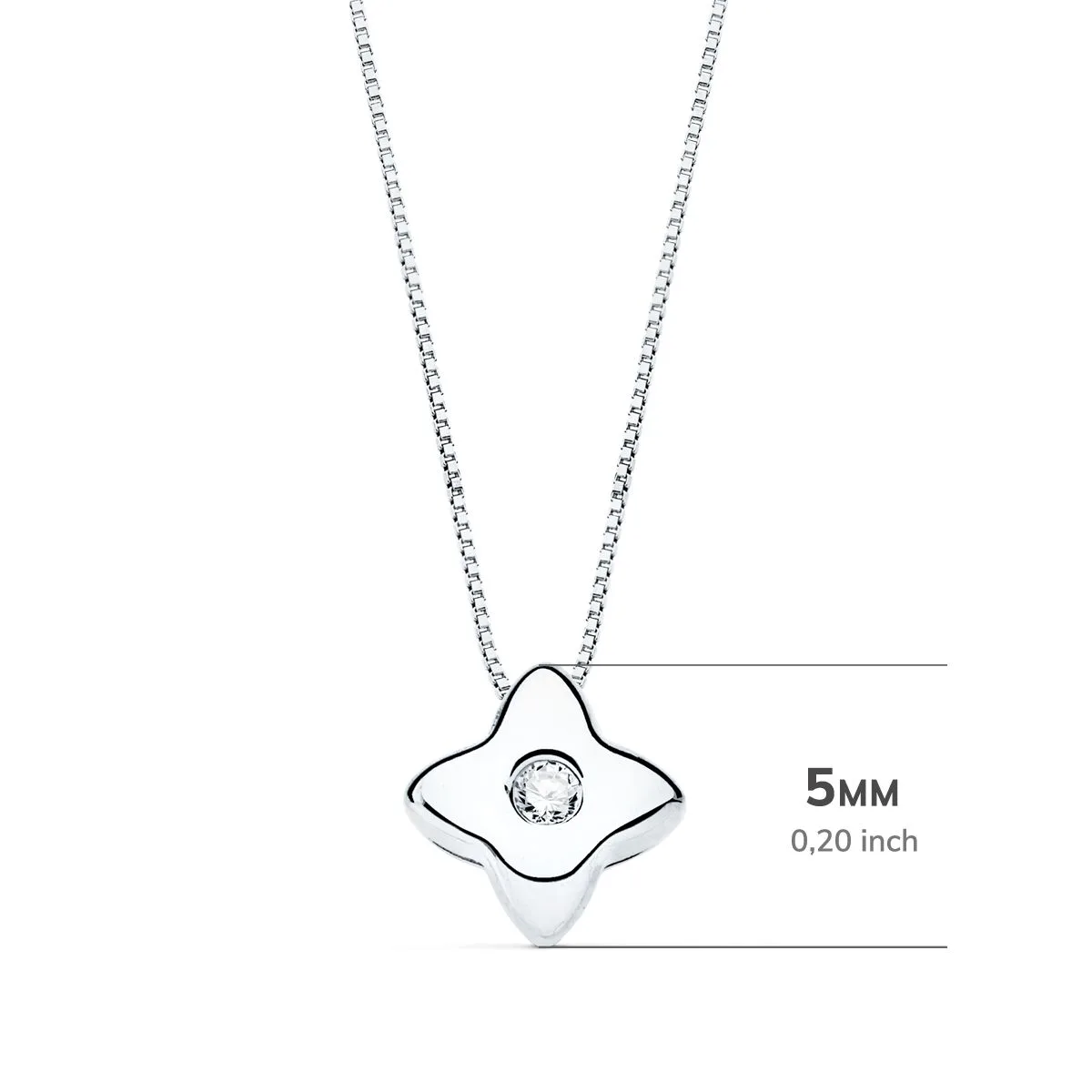 18K GARGANTILLA ORO BLANCO ESTRELLA 5X5MM DIAMANTE LABORATORIO 0,015 QT. G-VS2. CADENA 42CM — vista 2