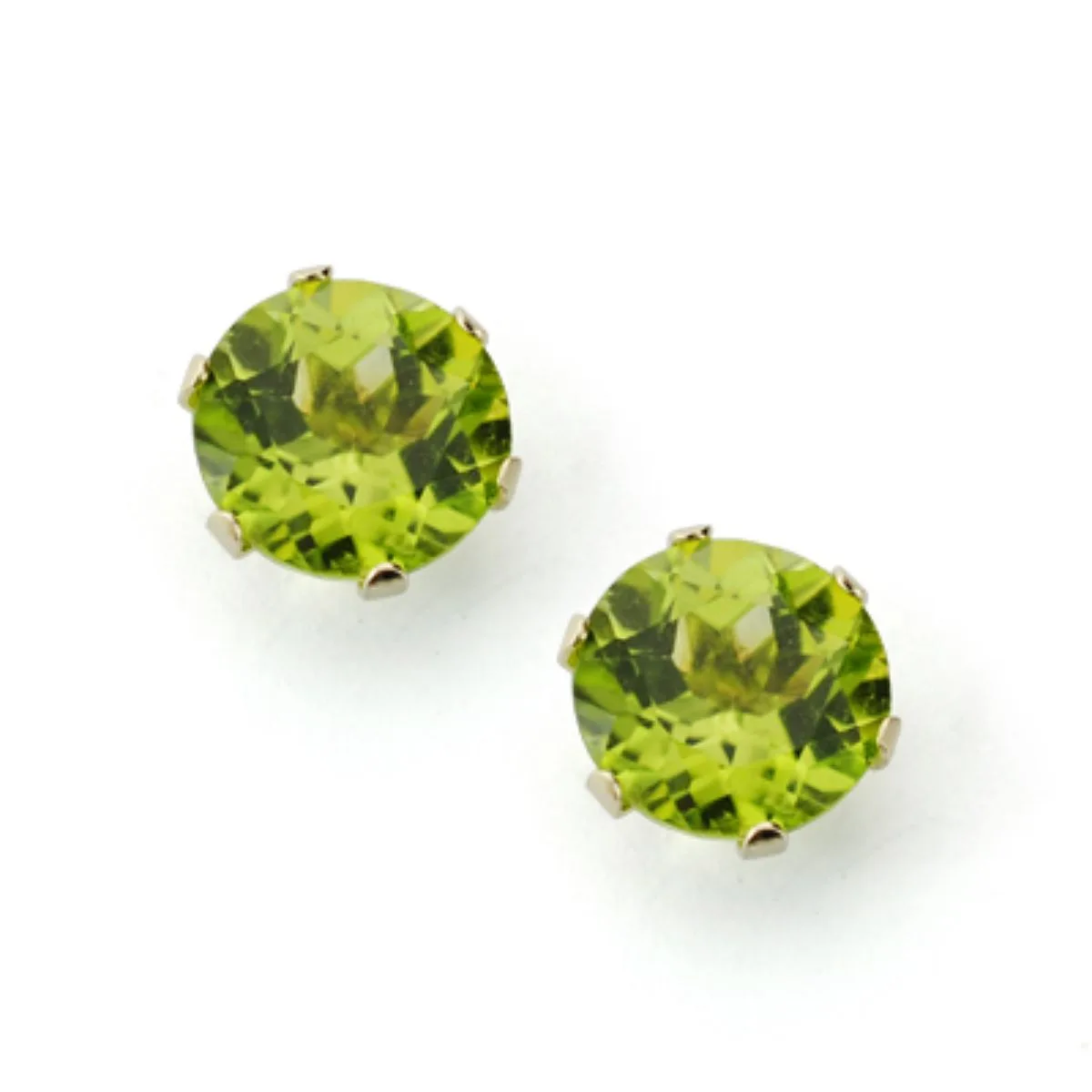 9K PENDIENTES ORO AMARILLO OLIVINA 6.00 MM 1.86 QTS. CIERRE PRESION