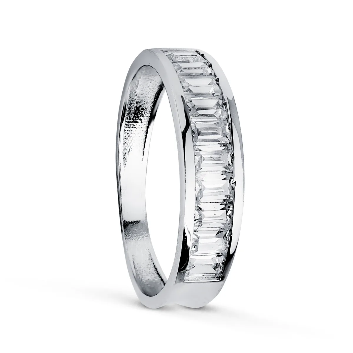 18K ALIANZA O ANILLO ORO BLANCO CIRCONITA BARRITAS. ANCHO: 4.5 MM GROSOR 1,6 MM