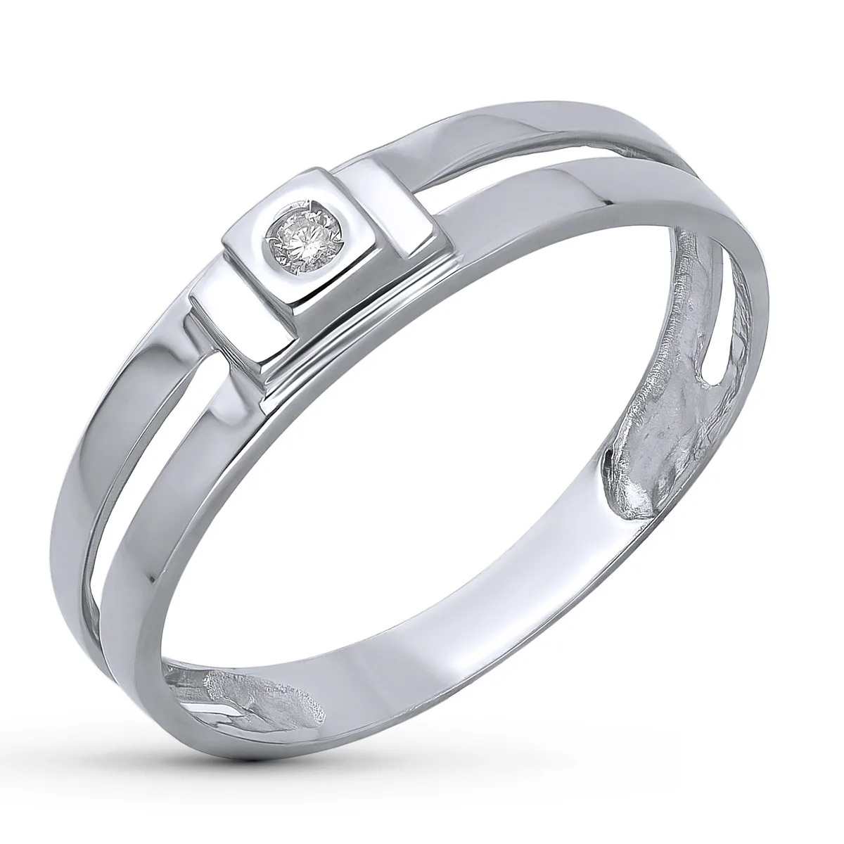 18K SOLITARIO ORO BLANCO DIAMANTE NATURAL TALLA BRILLANTE 0.040 QTS. ANCHO: 4,5MM