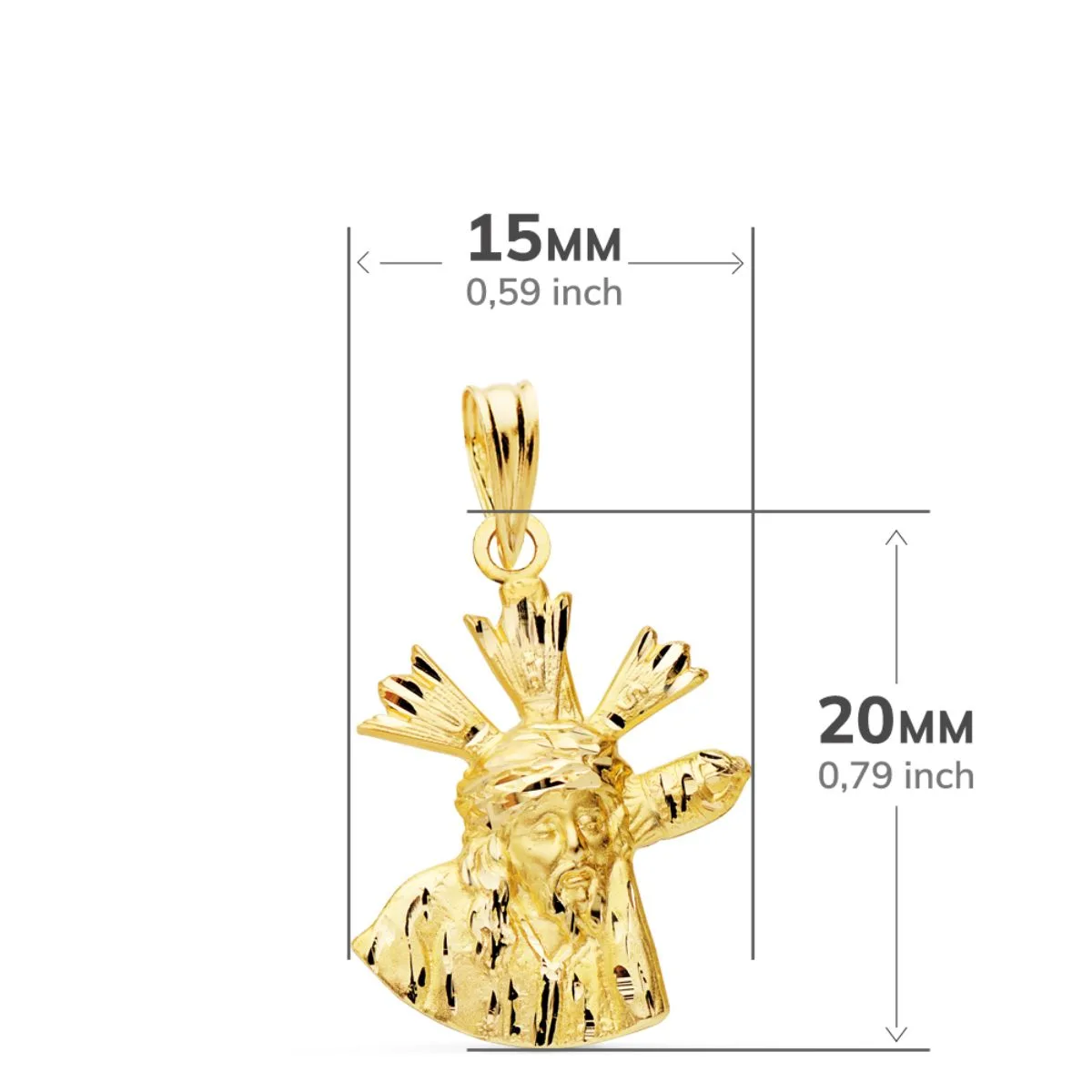 18K COLGANTE CRISTO DEL GRAN PODER ORO AMARILLO SILUETA 20X15 MM — vista 2