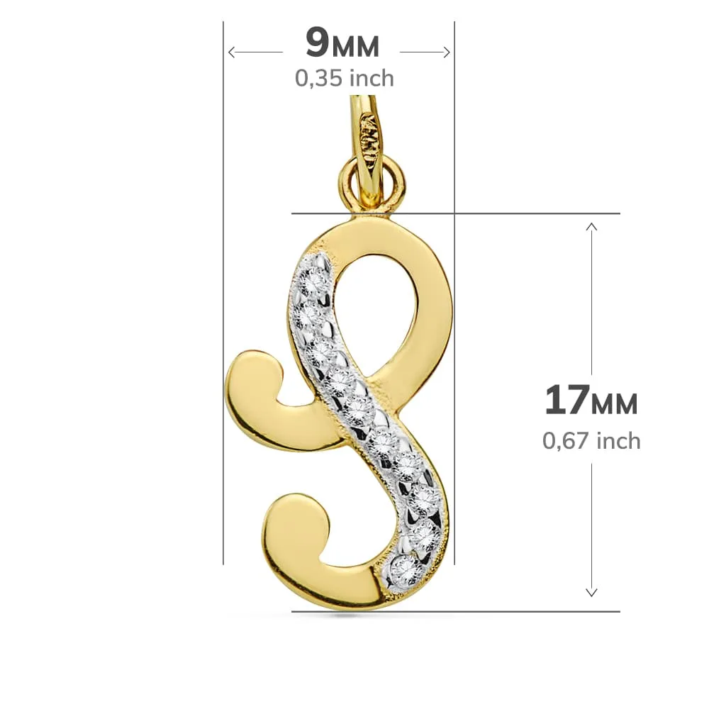18K COLGANTE ORO BICOLOR LETRA S CIRCONITA 17X9 MM — vista 2