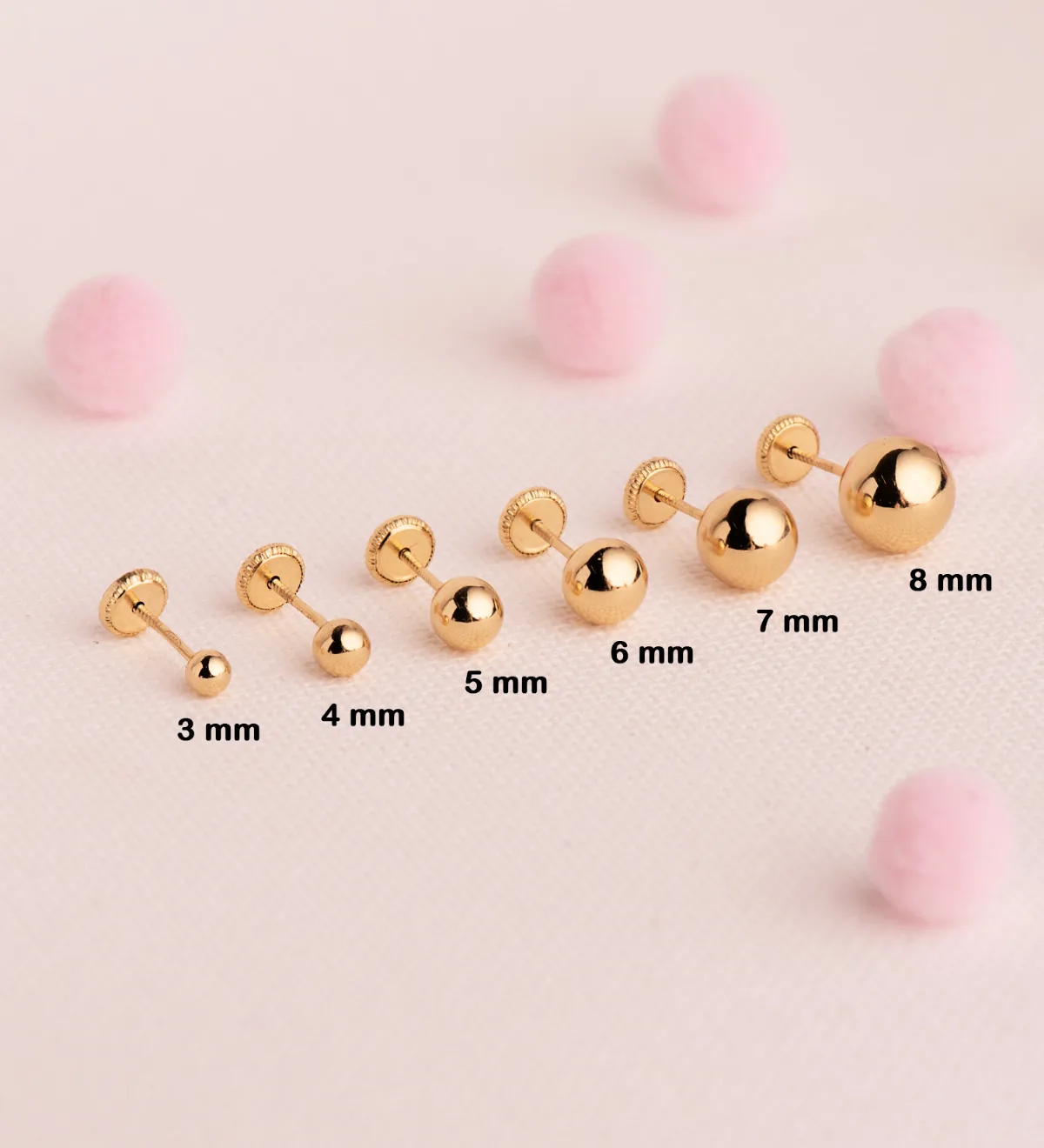 18K PENDIENTES ORO AMARILLO BOLA LISA BRILLA HUECA. ANCHO: 6 MM. CIERRE TUERCA — vista 2