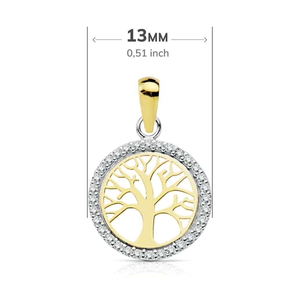 18K COLGANTE ORO BICOLOR ARBOL DE LA VIDA 13 MM — vista 2