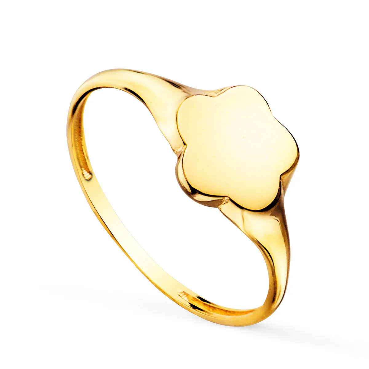 18K SELLO MUJER FLOR ORO AMARILLO: TALLA 15