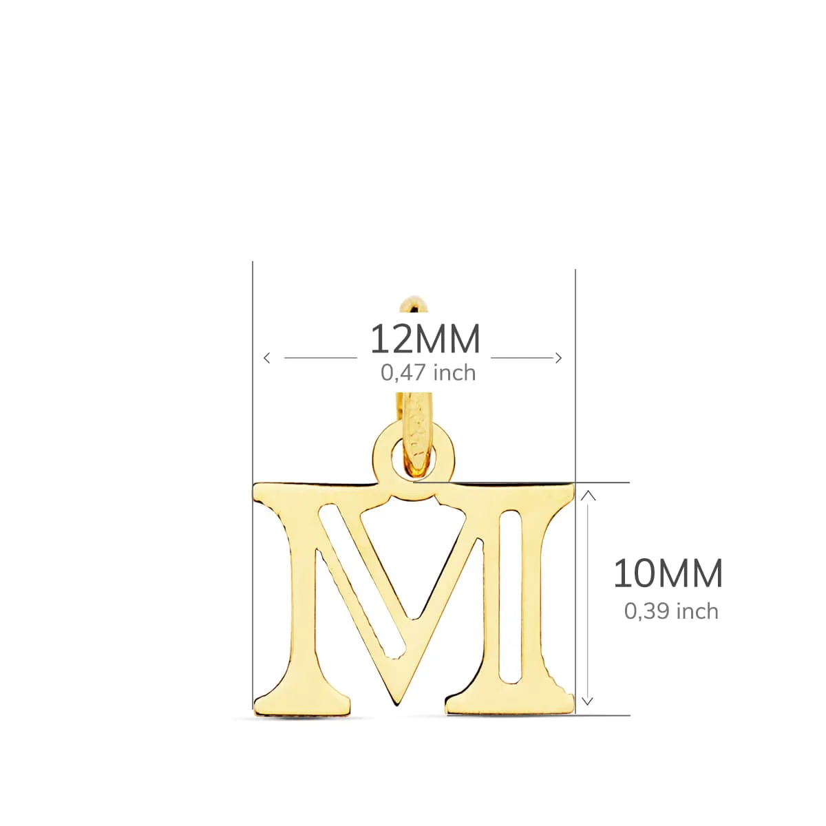 18K COLGANTE ORO AMARILLO LETRA " M " . 12X10 MM — vista 2
