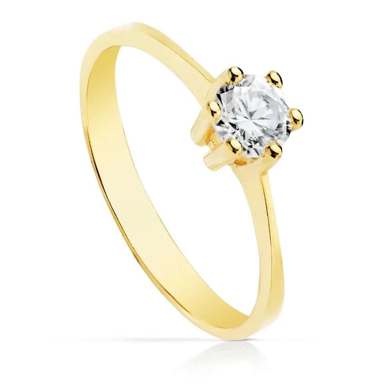 18K SOLITARIO ORO AMARILLO CIRCONITA 5 MM