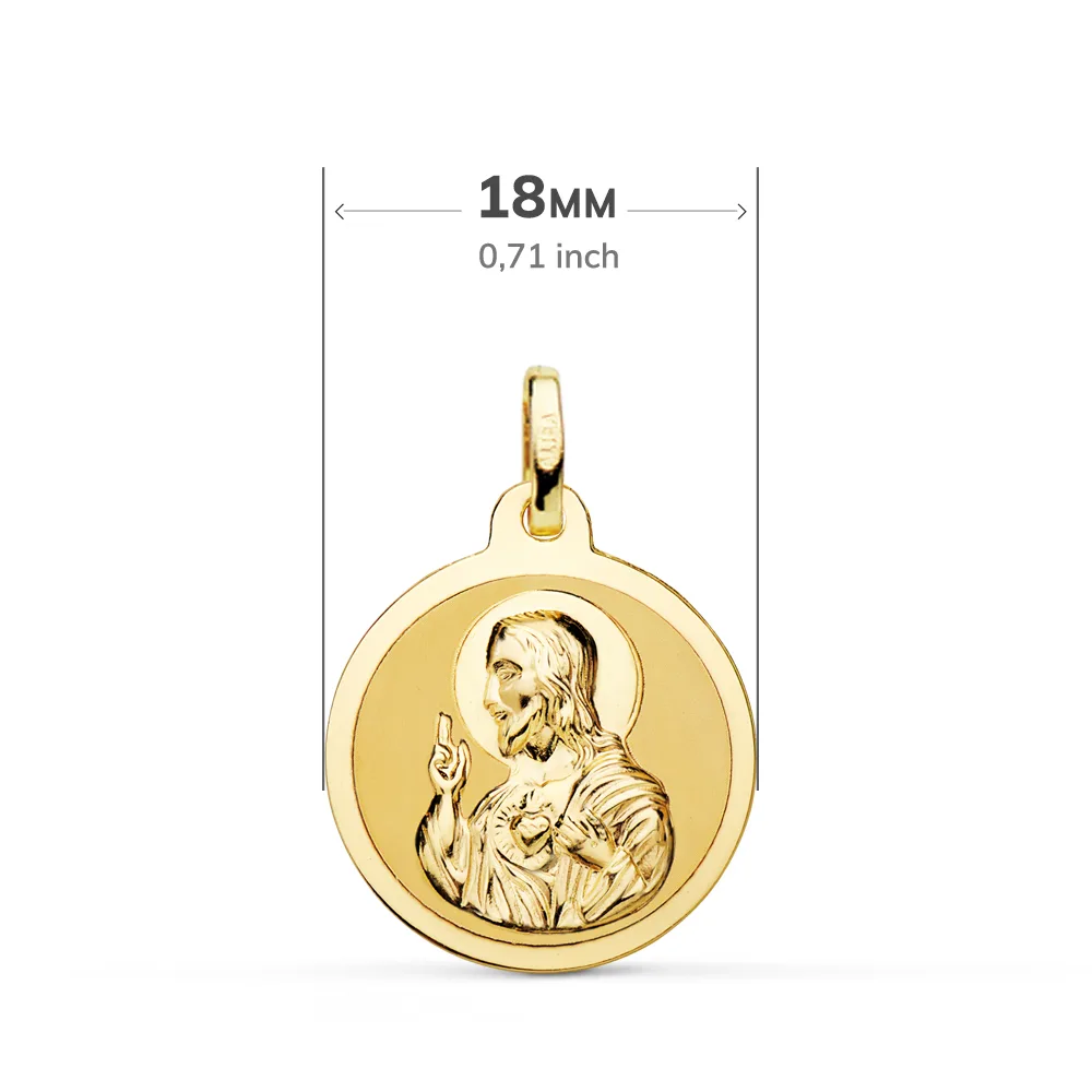 18K ESCAPULARIO ORO AMARILLO ORO AMARILLO BRILLO VIRGEN DEL CARMEN Y CORAZON DE JESUS 18 MM — vista 2