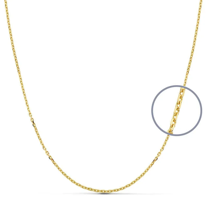 18K CADENA ORO AMARILLO  MACIZA FORZADA 60CM ANCHO 1.5 MM