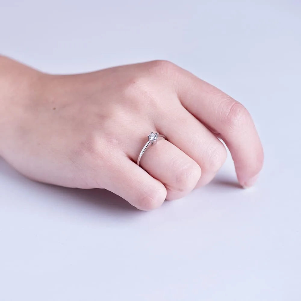 18K SOLITARIO DIAMANTE NATURAL TALLA BRILLANTE ORO BLANCO 0.150 QTS. SI-H — vista 3