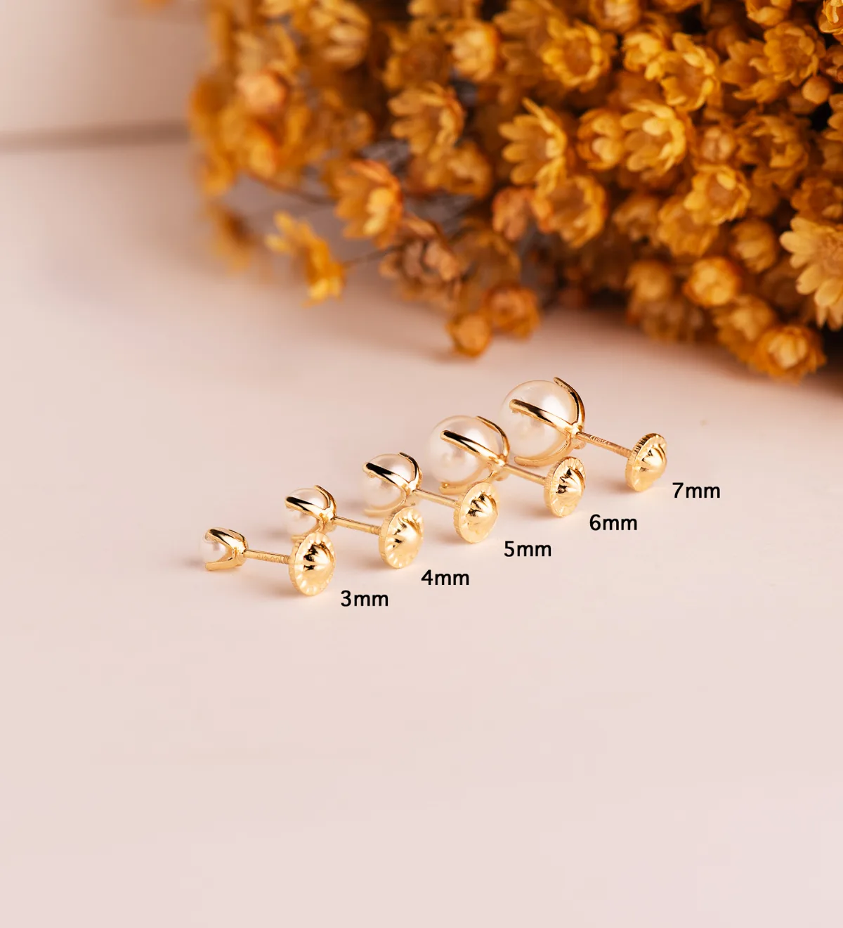 18K PENDIENTES ORO AMARILLO PERLA CON 4 GARRAS. MEDIDA: 3 MM. CIERRE TUERCA — vista 3