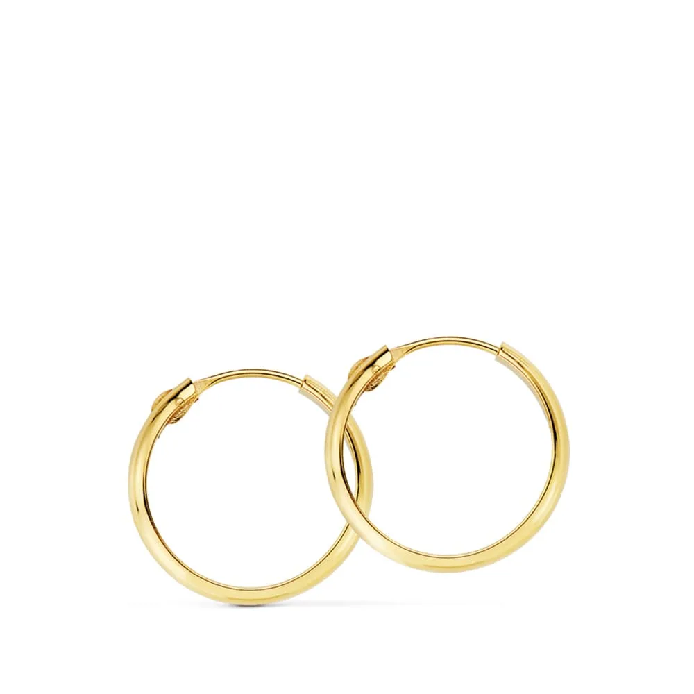 18K AROS ORO AMARILLO MEDIA CAÑA LIGEROS. 16X3 MM