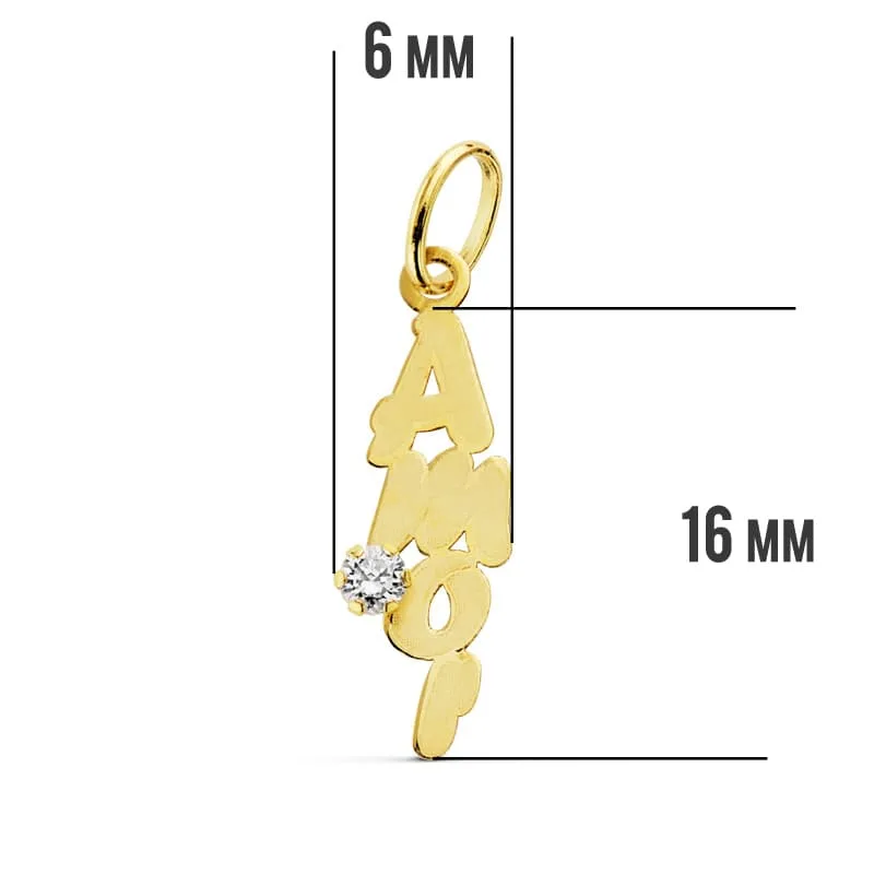 18K COLGANTE ORO AMARILLO AMOR CIRCONITA 19X6 MM — vista 2