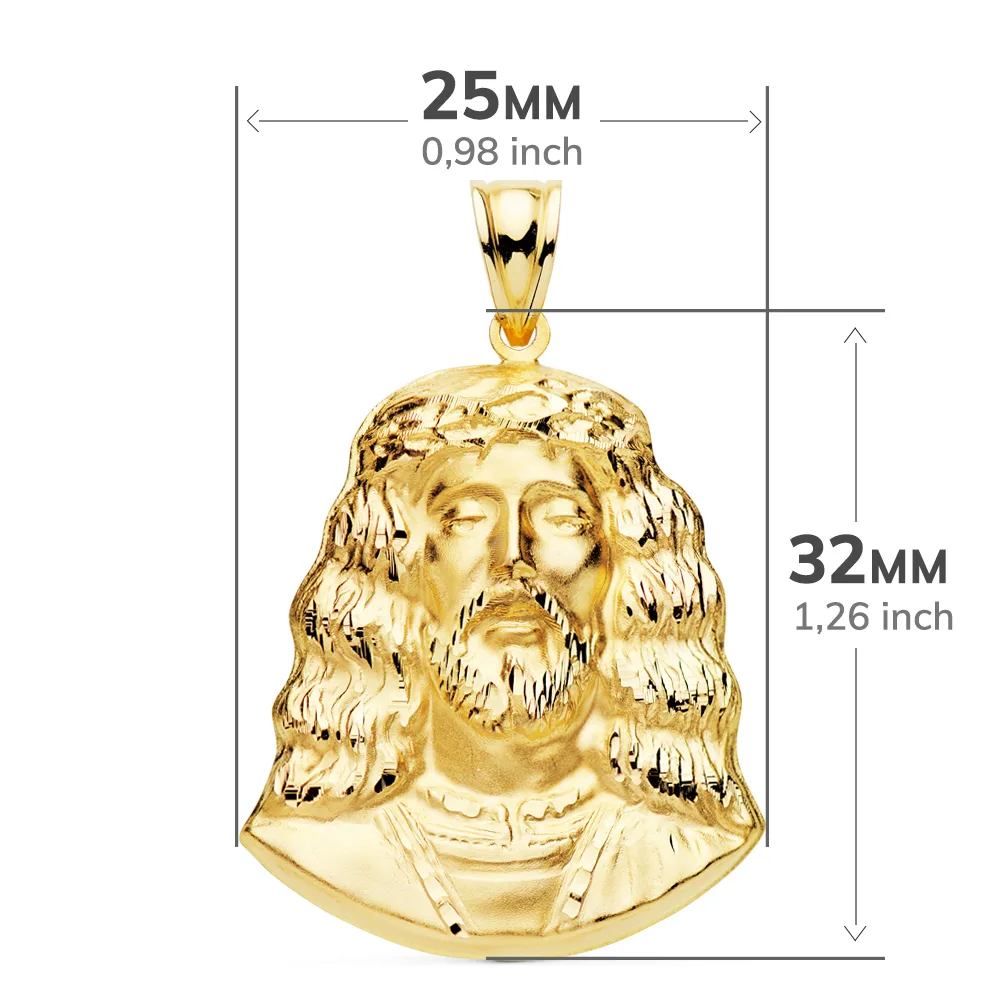 18K COLGANTE ROSTRO CRISTO ORO AMARILLO. 32 X 25 MM — vista 2