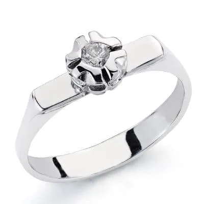 18K SOLITARIO ORO BLANCO DIAMANTE 0.10 QTS.
