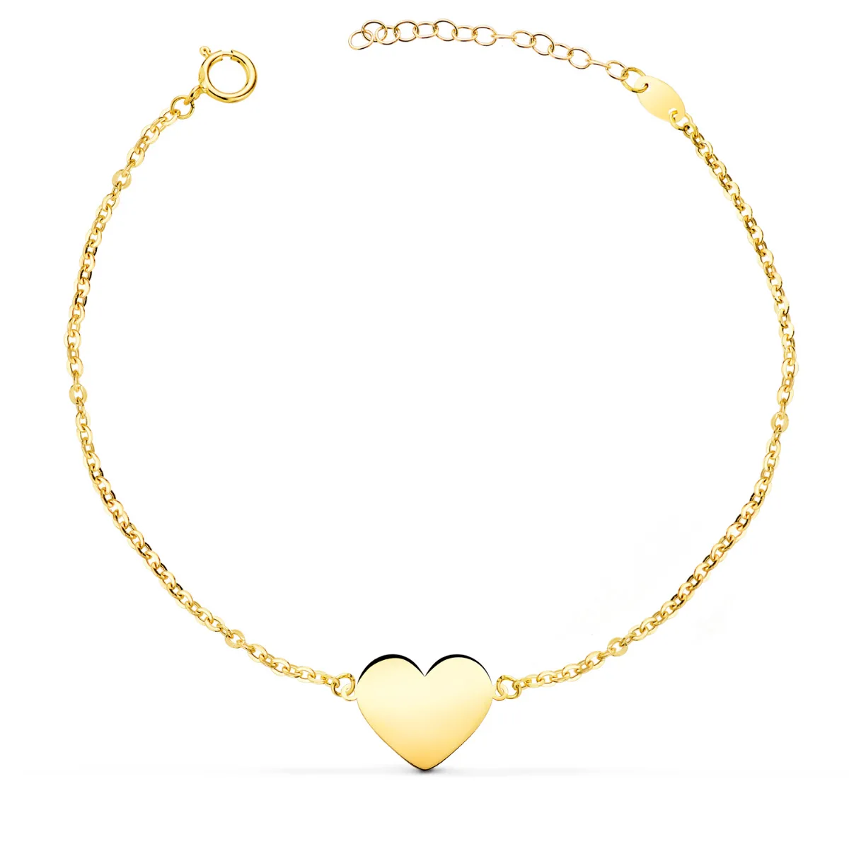 18K PULSERA ORO AMARILLO CORAZON EN BRILLO 12X10 MM. LARGO: 18 2 CM C. AMOR
