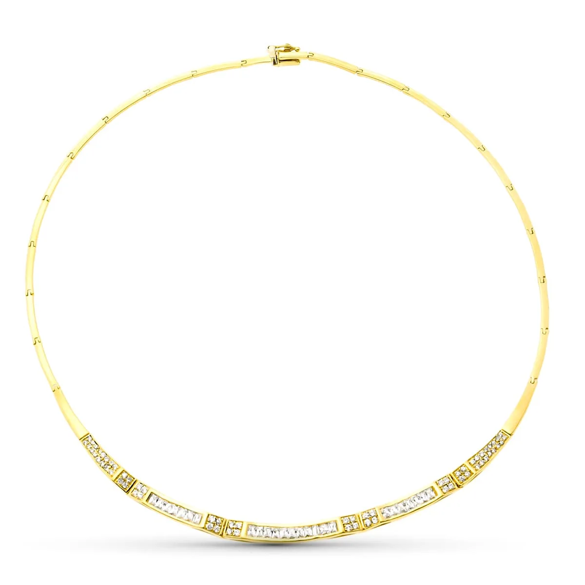 18K GARGANTILLA ORO AMARILLO Y BARRITAS CON CIRCONITAS