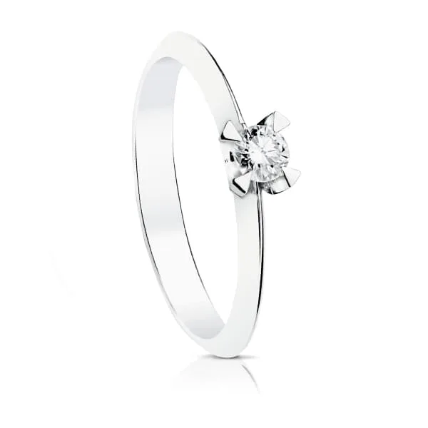 18K SOLITARIO DIAMANTE NATURAL TALLA BRILLANTE ORO BLANCO 0,150 QTS. SI-H