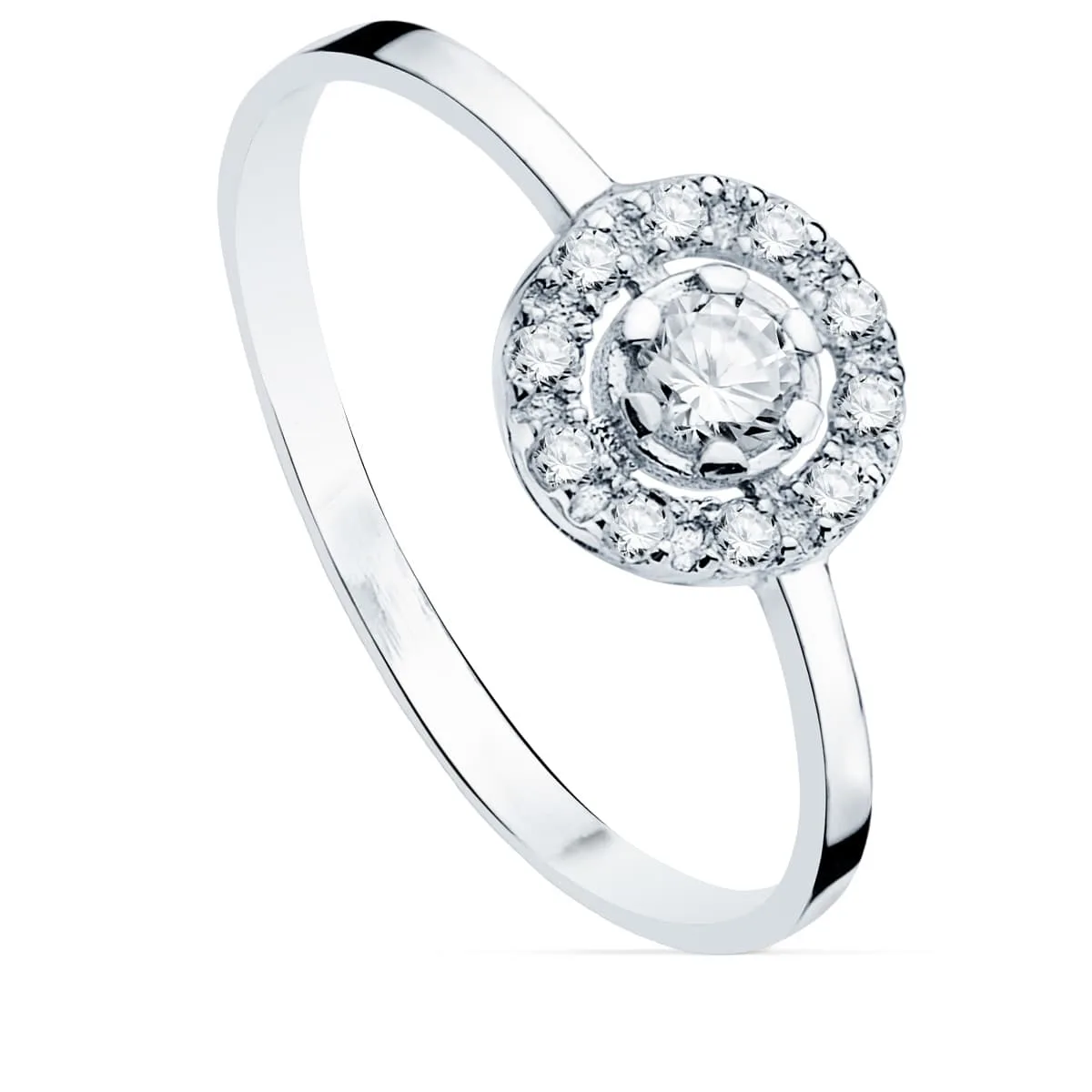 18K SORTIJA ORO BLANCO MOTIVO REDONDO CIRCONITA 7 MM ANCHO CUERPO 1,2 MM