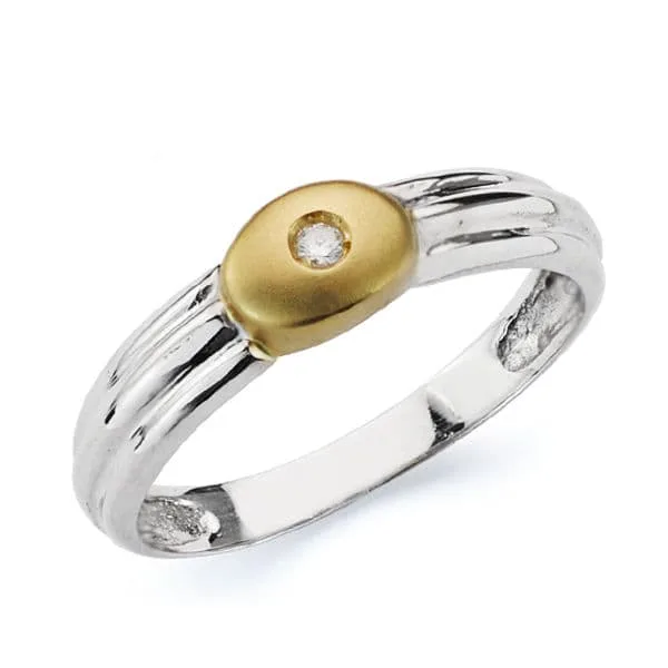 18K SORTIJA ORO BICOLOR DIAMANTE TALLA BRILLANTE 0.020 QTS.