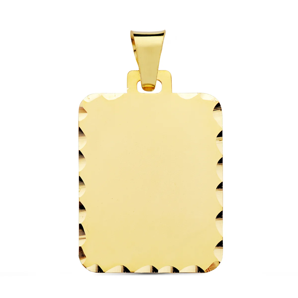 18K PLACA CHAPA ORO AMARILLO MATE TALLADA 28X20 MM