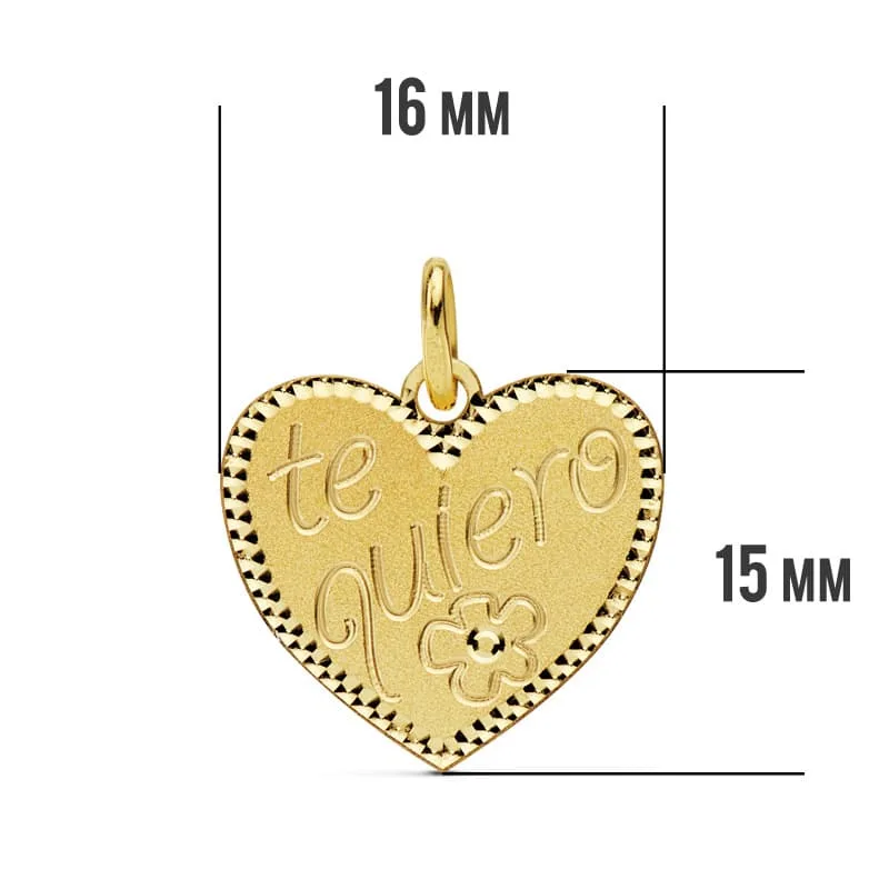 18K COLGANTE ORO AMARILLO CORAZON " TE QUIERO " 16X15 MM C. AMOR — vista 2