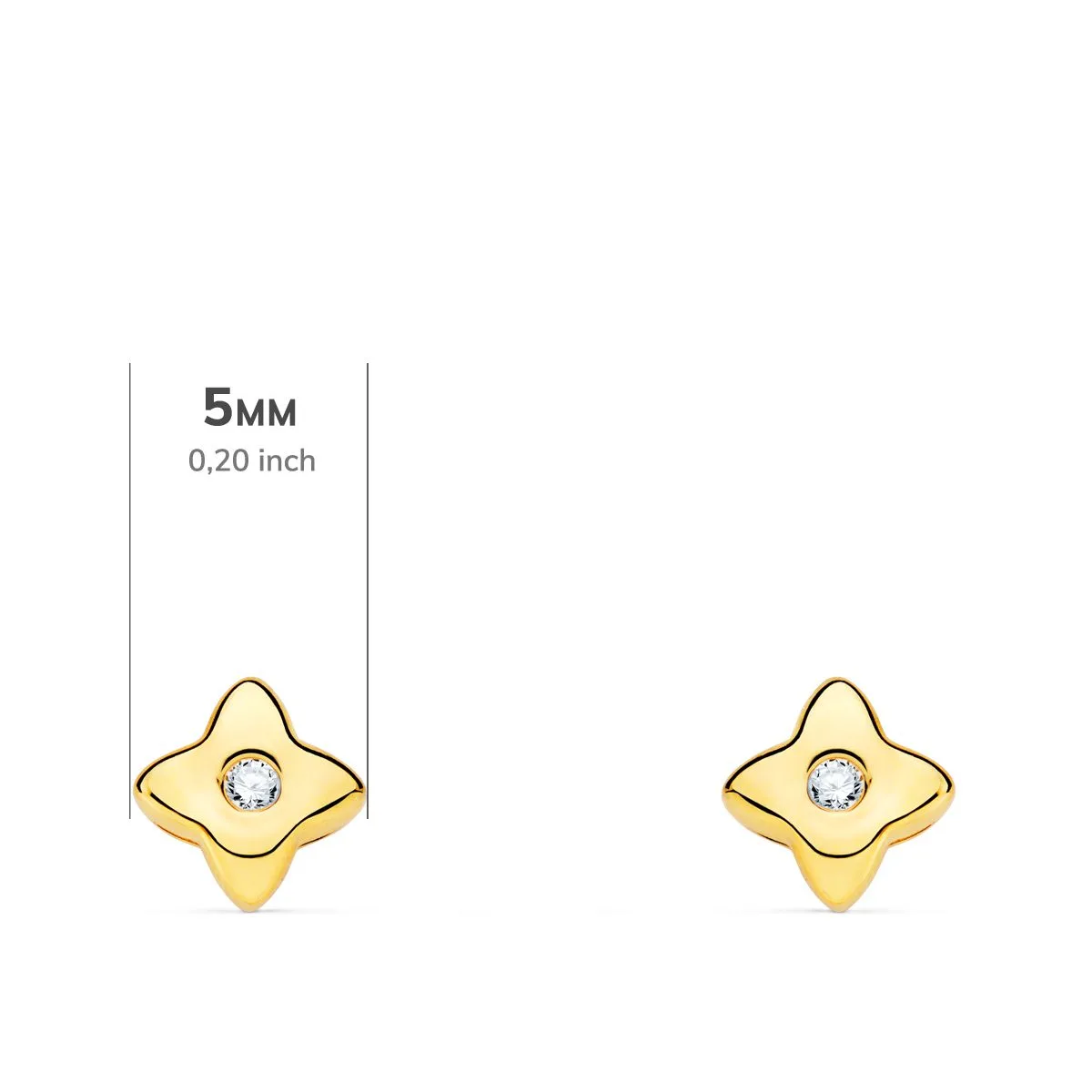 18K PENDIENTES ORO AMARILLO ESTRELLA DIAMANTES LABORATORIO 0,030 QT VS2-G. MEDIDA: 5X5 MM. CIERRE PRESION — vista 2