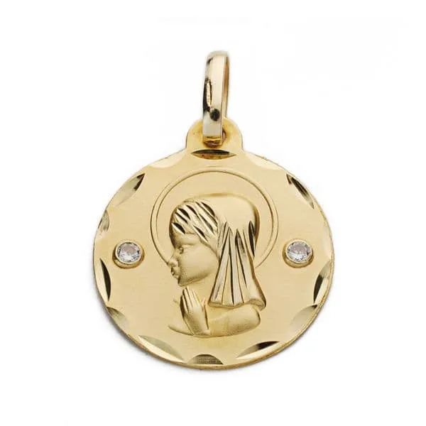 18K MEDALLA ORO AMARILLO VIRGEN NIÑA 18 MM