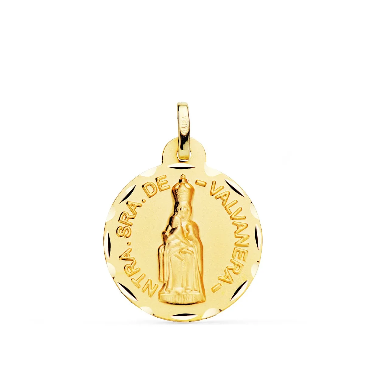 18K MEDALLA ORO AMARILLO NUESTRA SEÑORA DE VALVANERA TALLADA 20 MM