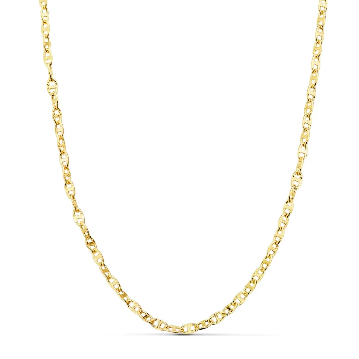 18K CADENA ORO AMARILLO ANCLA HUECA LARGO 60CM ANCHO 2.5 MM
