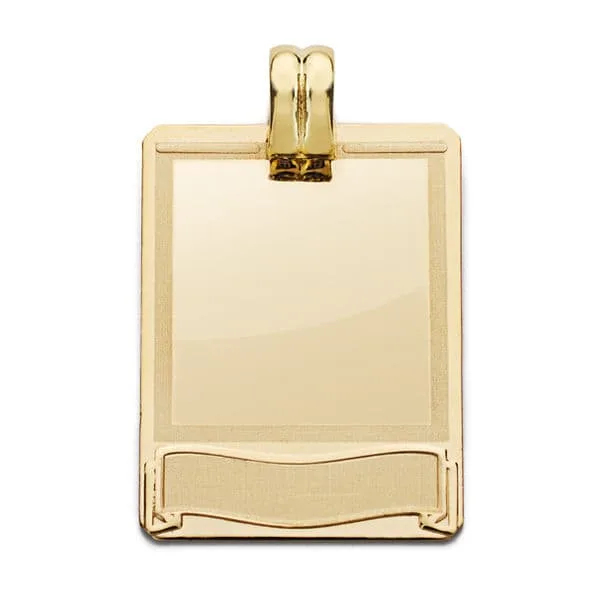 18K PLACA CHAPA LASER ORO AMARILLO 28X20 MM