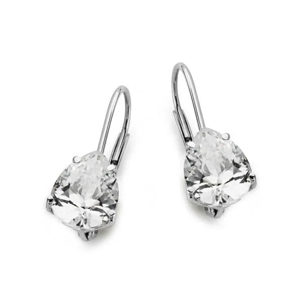 18K PENDIENTES CIRCONITA PERA ORO BLANCO 20X7 MM CIERRE GANCHO