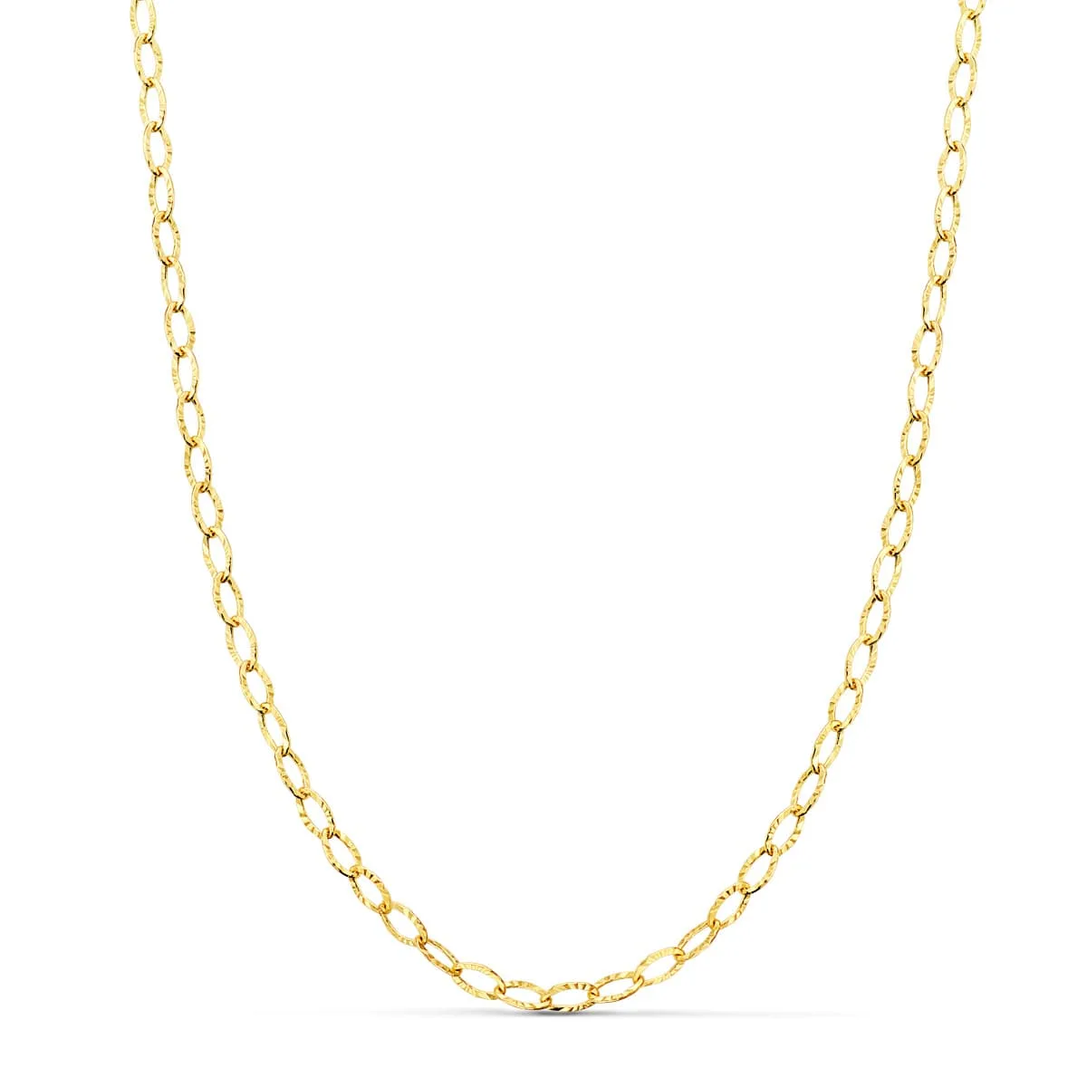 18K CADENA ORO AMARILLO FORZADA TALLADA HUECA LARGO 40CM ANCHO 2.5 MM