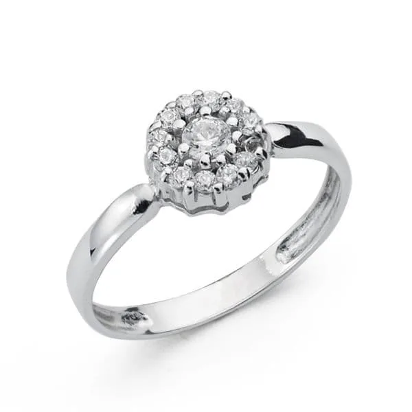18K SORTIJA ORO BLANCO CUAJO CON CIRCONITAS. ANCHO: 4 MM