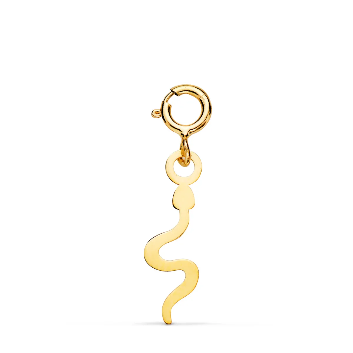 18K COLGANTE ORO AMARILLO SERPIENTE 14 X 4 MM CON REASA DE 4.5 MM