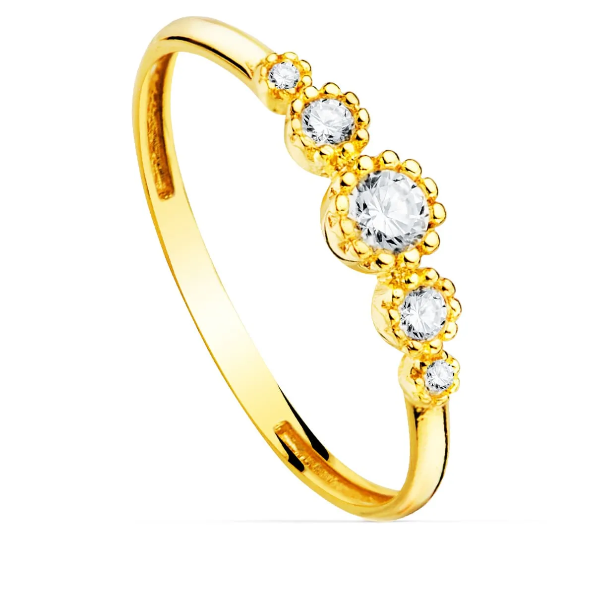 18K SORTIJA ORO AMARILLO CIRCONITA BOCEL CENTRAL 4 MM ANCHO CUERPO 2 MM